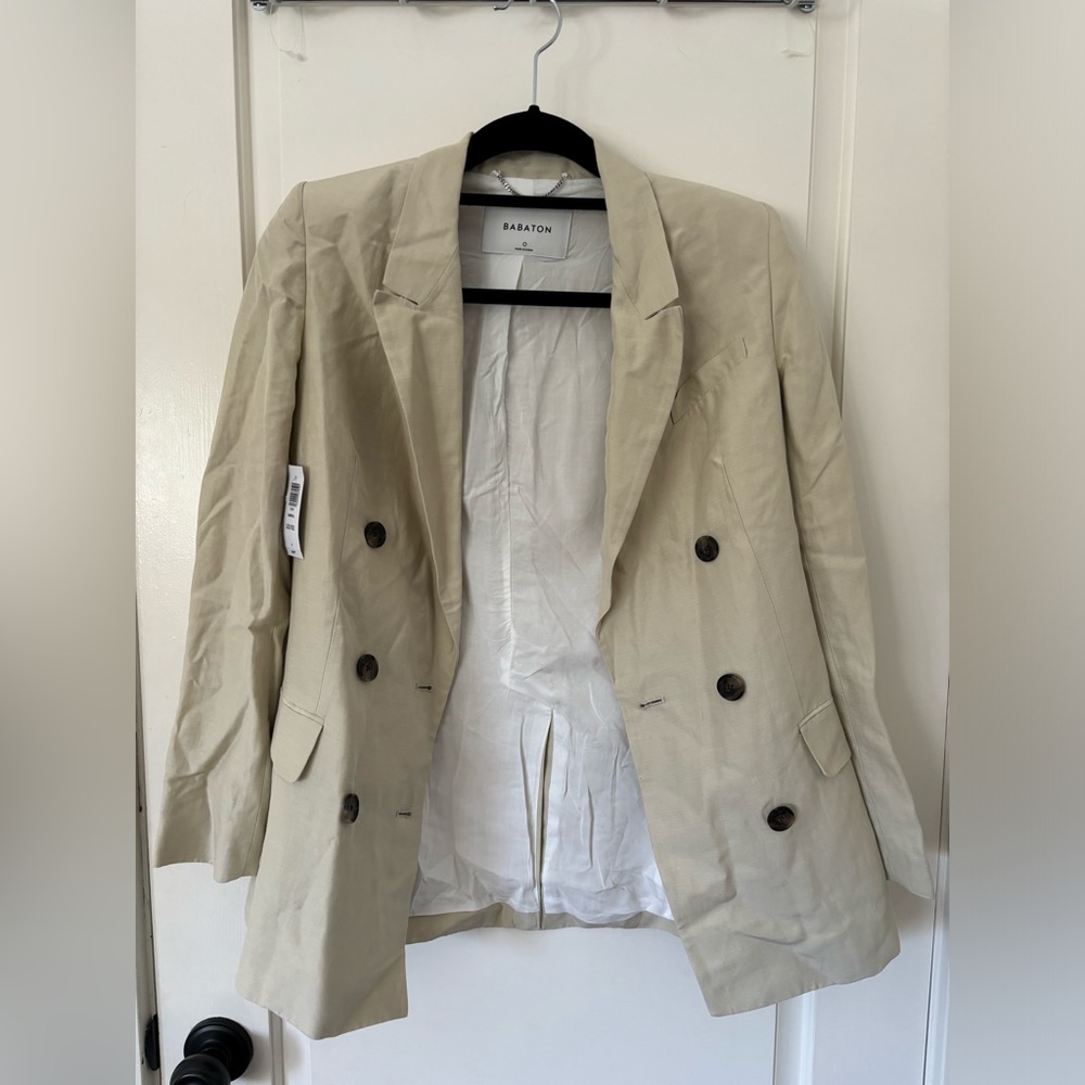 Beige Babaton Linen Blend Blazer